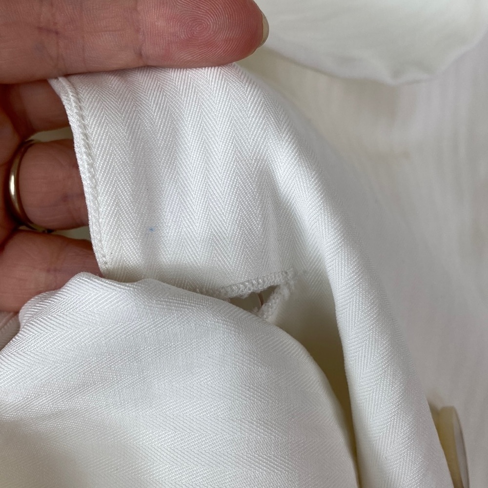Paige Rosette Double Breasted White Pinstripe Power Blazer - Picture 16 of 17